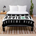 Cannabis-themed plush blanket with marijuana leaf and reggae-inspired design