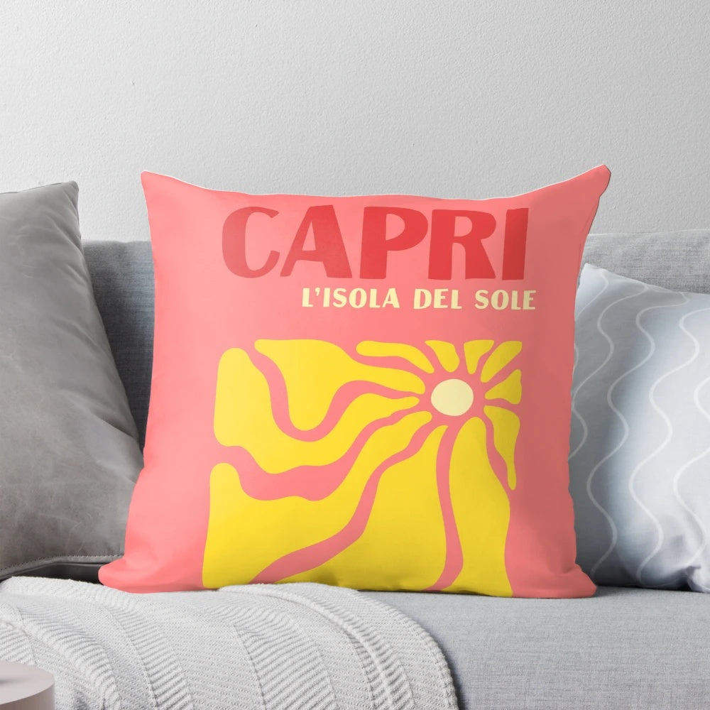 Vibrant sunset over the picturesque island of Capri, Italy