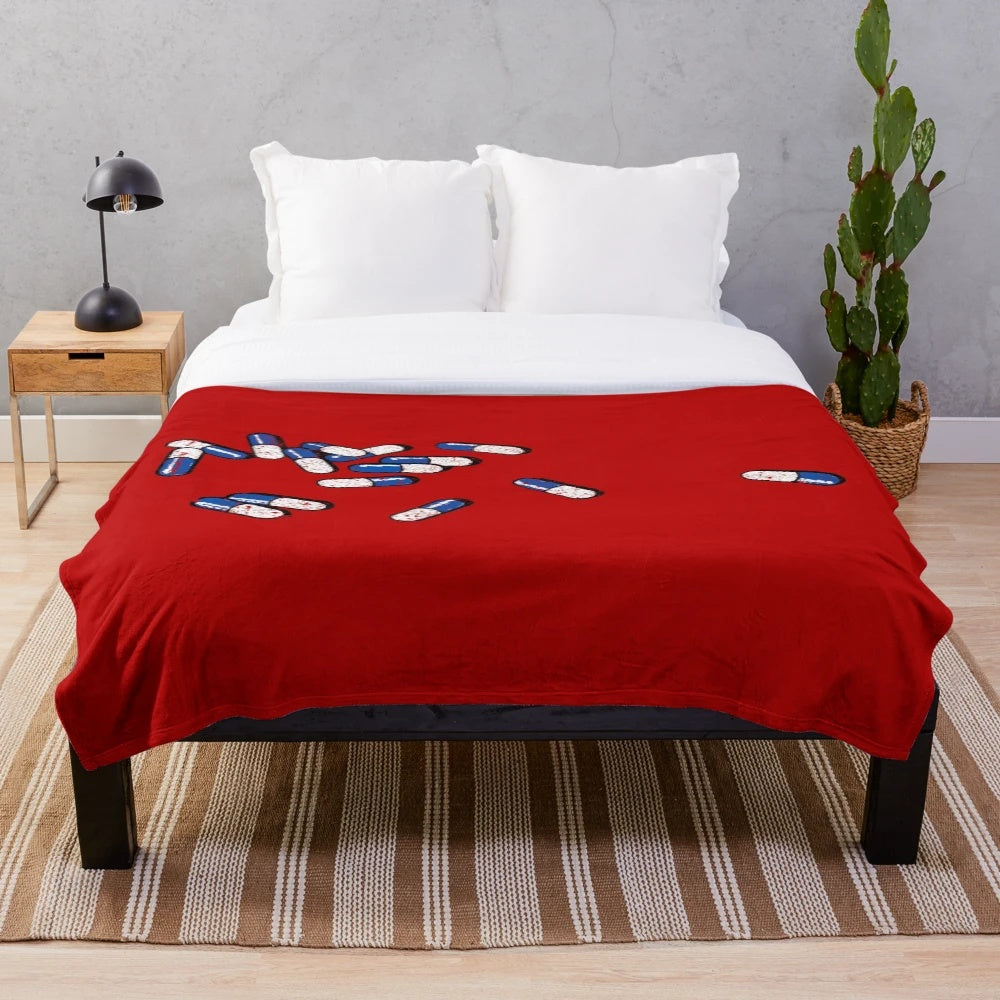 Capsules-inspired plush blanket featuring manga and anime elements