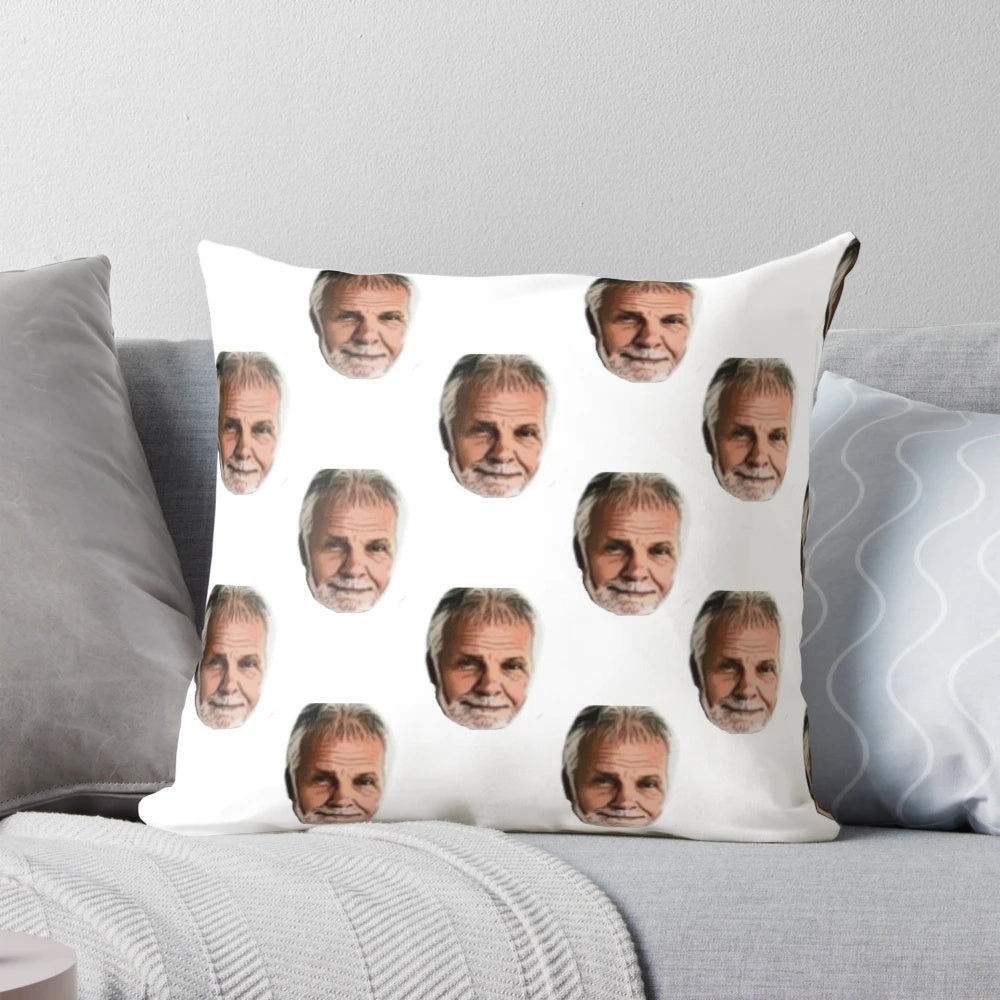 Image of a pillow with an all-over print design featuring Captain Lee from the TV show Below Deck.