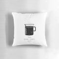Minimalist pillow design featuring the iconic "Tea, Earl Grey, Hot" quote from Captain Picard of Star Trek: The Next Generation, set against a starfield background.