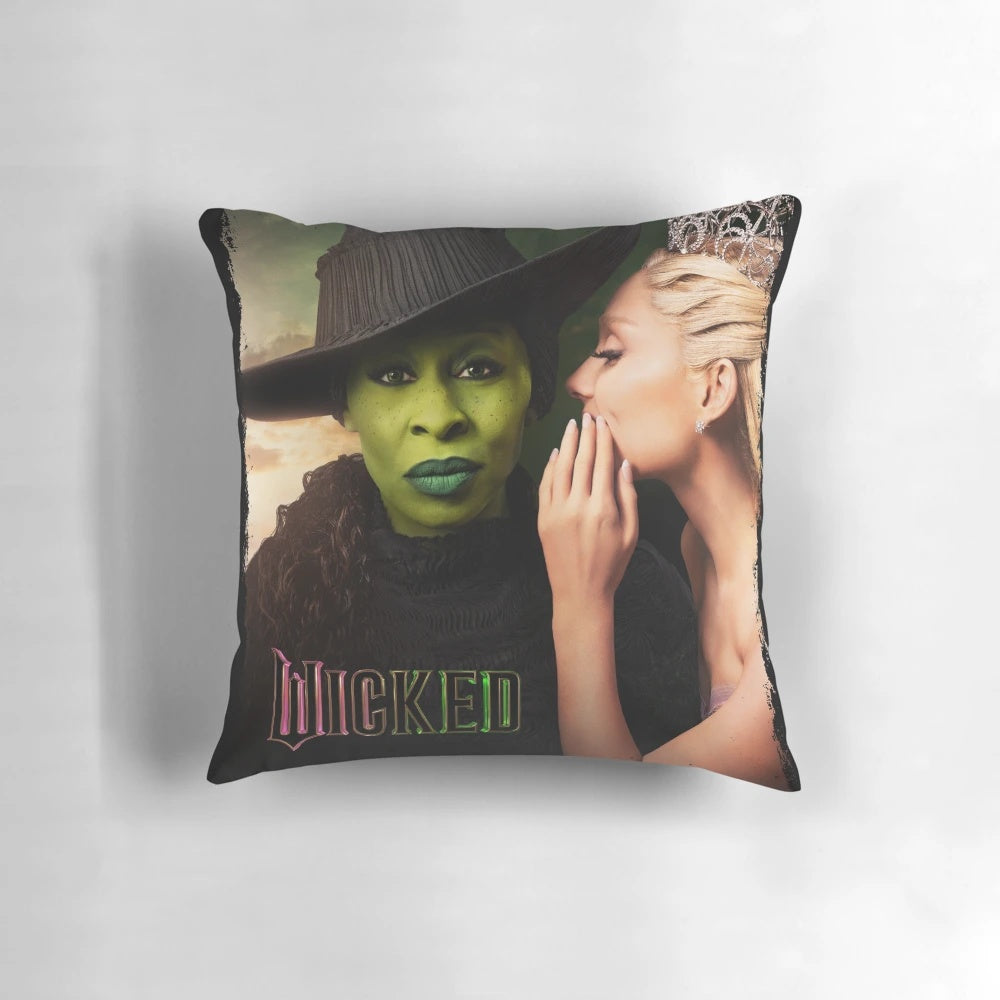 Aesthetic pillow featuring a graphic design inspired by the 2024 fantasy movie "Wicked".