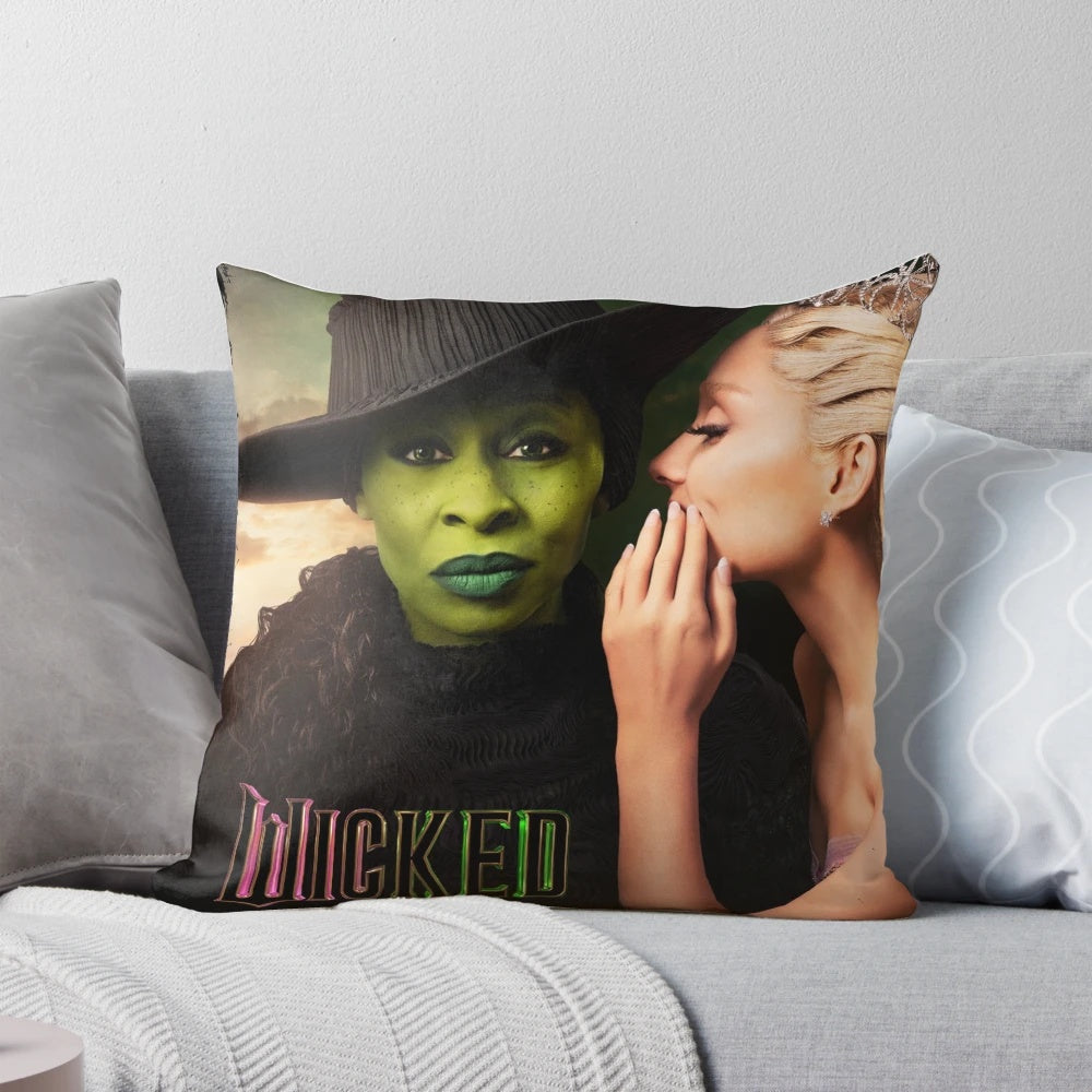 Aesthetic pillow featuring a graphic design inspired by the 2024 fantasy movie "Wicked".