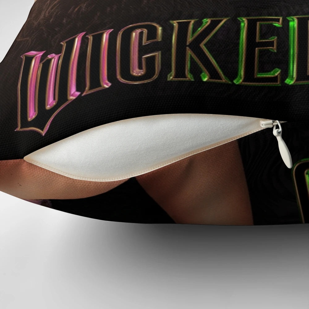 Aesthetic pillow featuring a graphic design inspired by the 2024 fantasy movie "Wicked".