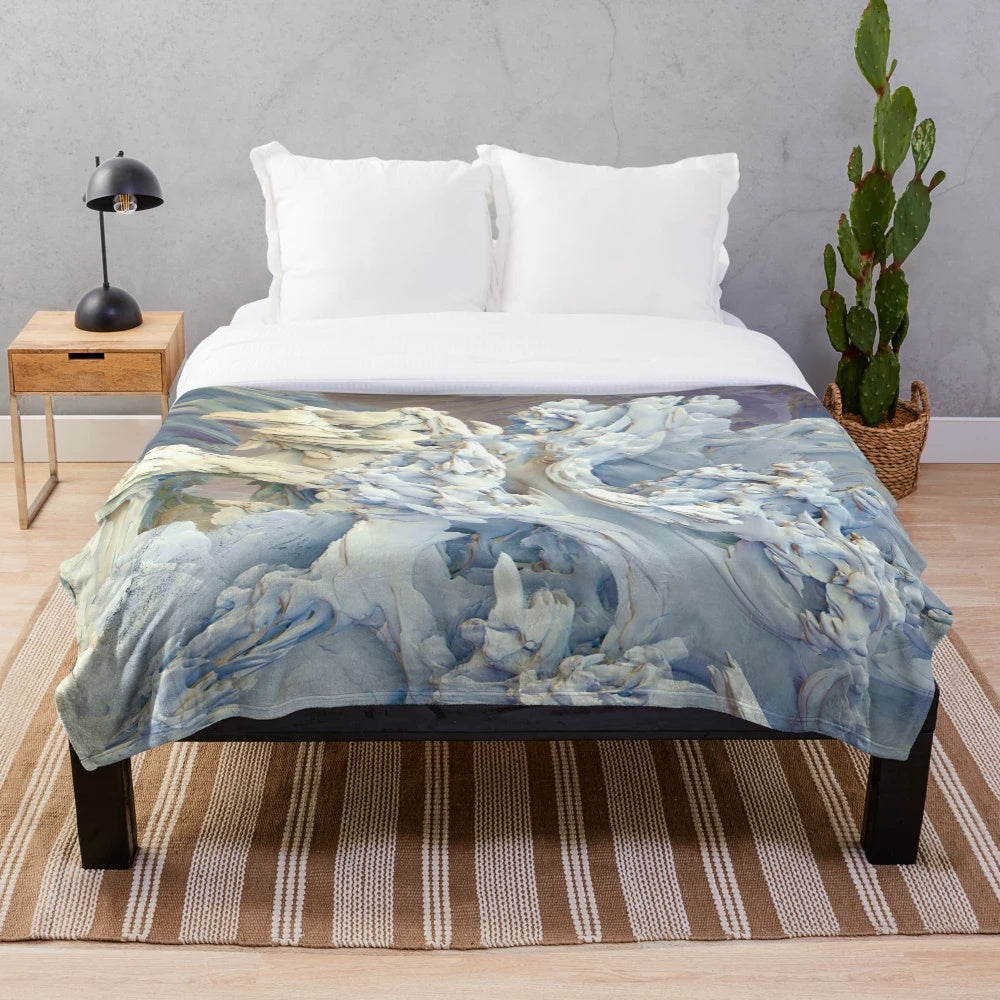 Colorful abstract frozen ice plush blanket