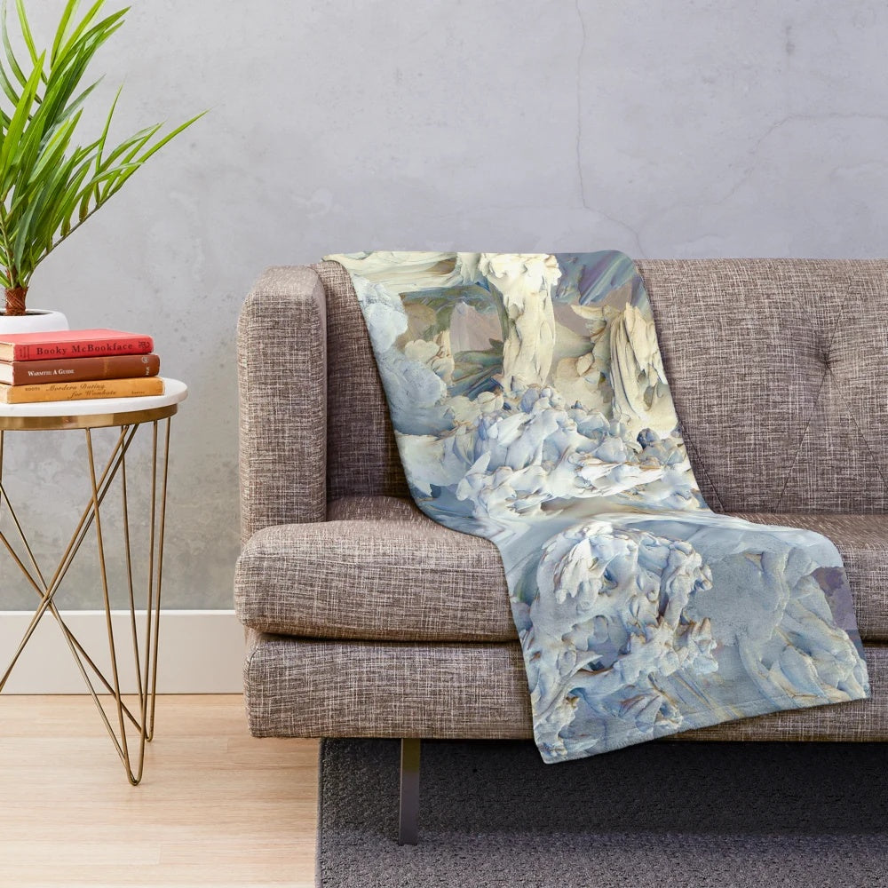 Colorful abstract frozen ice plush blanket