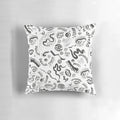 Inked Visions Pillow - Black and white abstract art featuring an eye and lips design