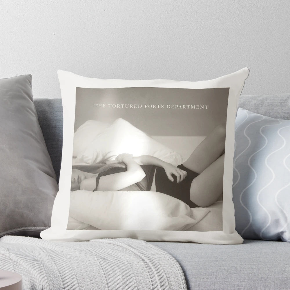 Pillow featuring the album cover art of The Tortured Poets Department anthology