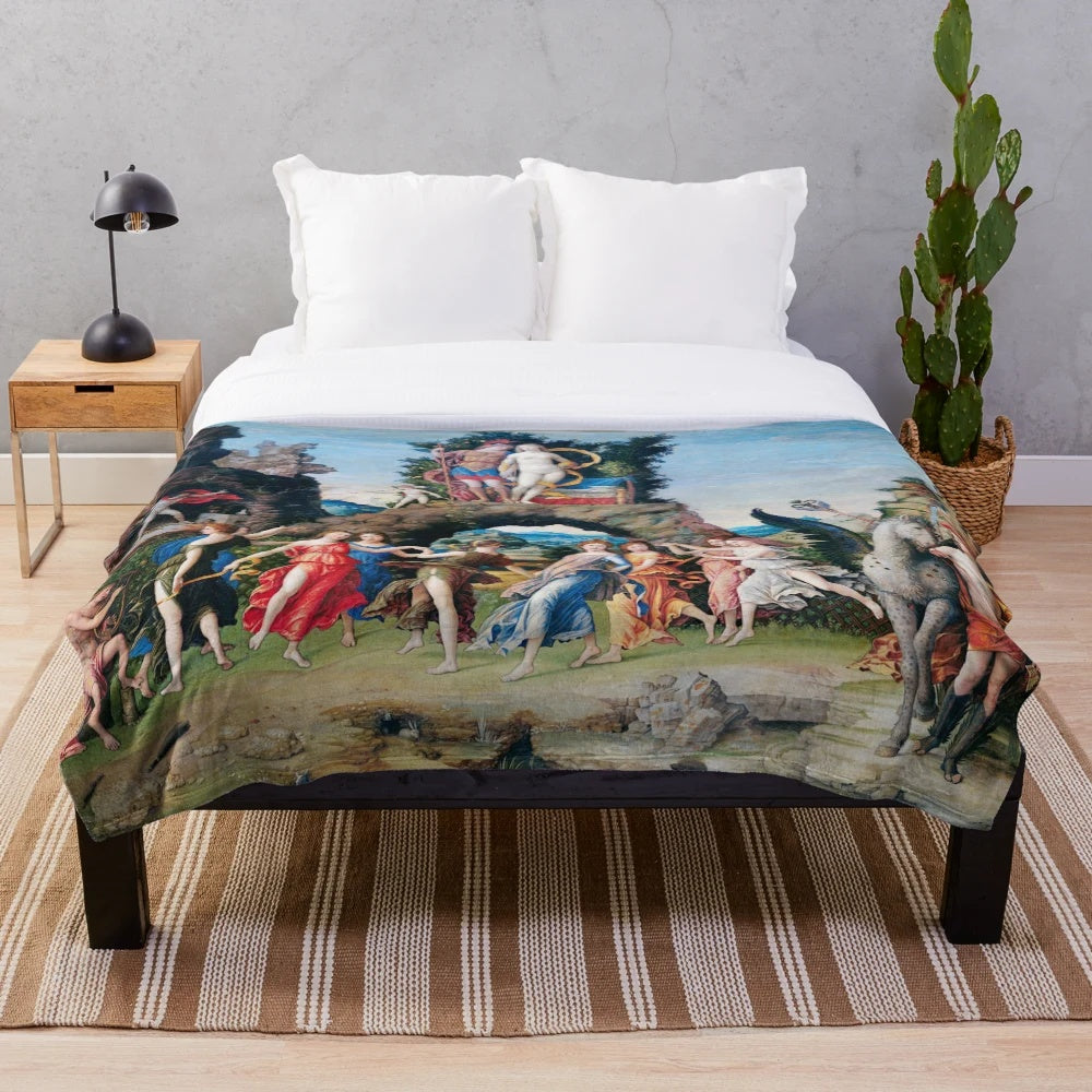 Andrea Mantegna-inspired plush blanket featuring Greek mythology gods and goddesses