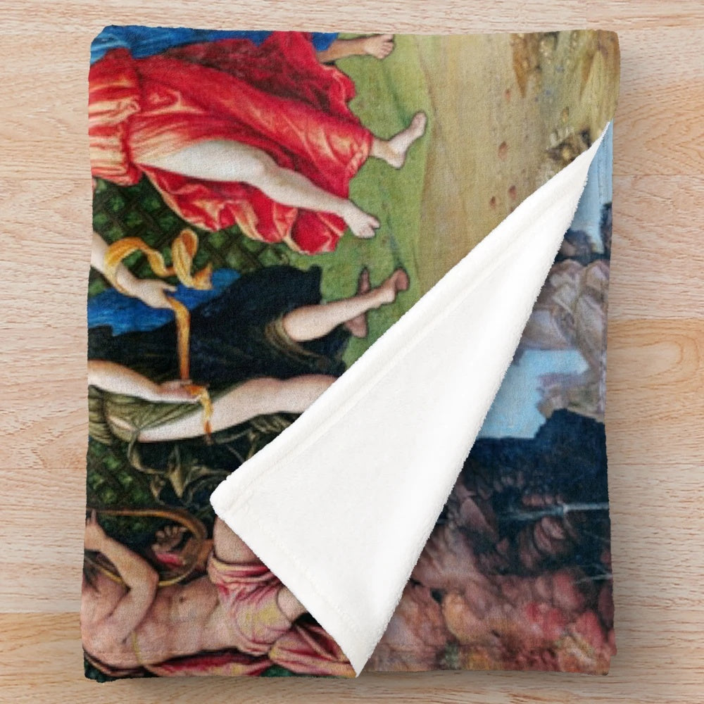 Andrea Mantegna-inspired plush blanket featuring Greek mythology gods and goddesses
