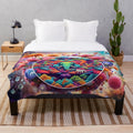 Cozy plush blanket with an artistic, surreal animal kingdom design