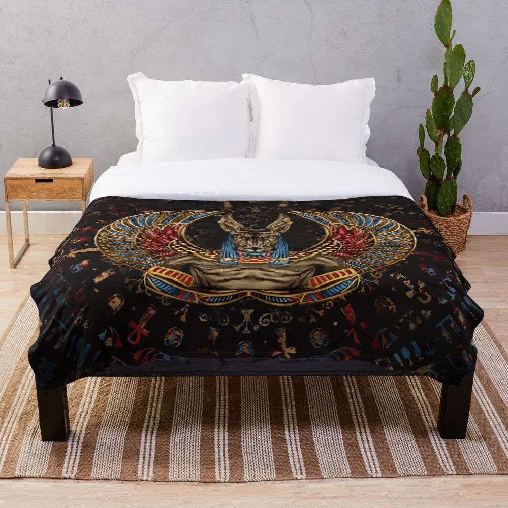 Anubis the Jackal God Plush Blanket