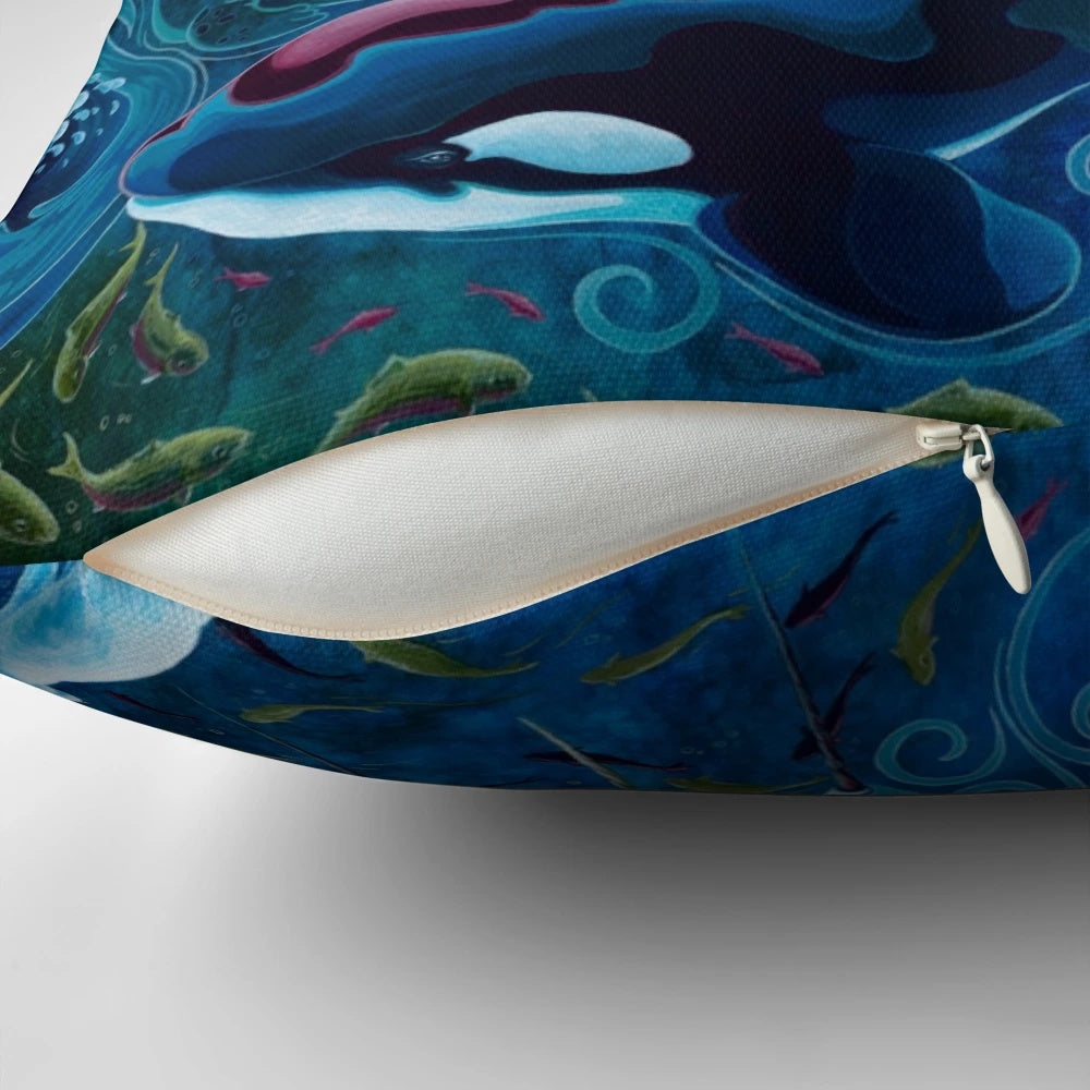 Beautifully designed acrylic pillow featuring Arctic wildlife and the Northern Lights
