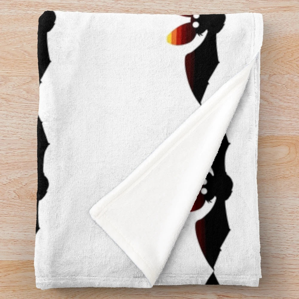 Bat-themed plush blanket with colorful and abstract legendary animal design