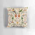 Detailed nature-inspired Biology 404 Pillow featuring butterflies, birds, and botanical elements