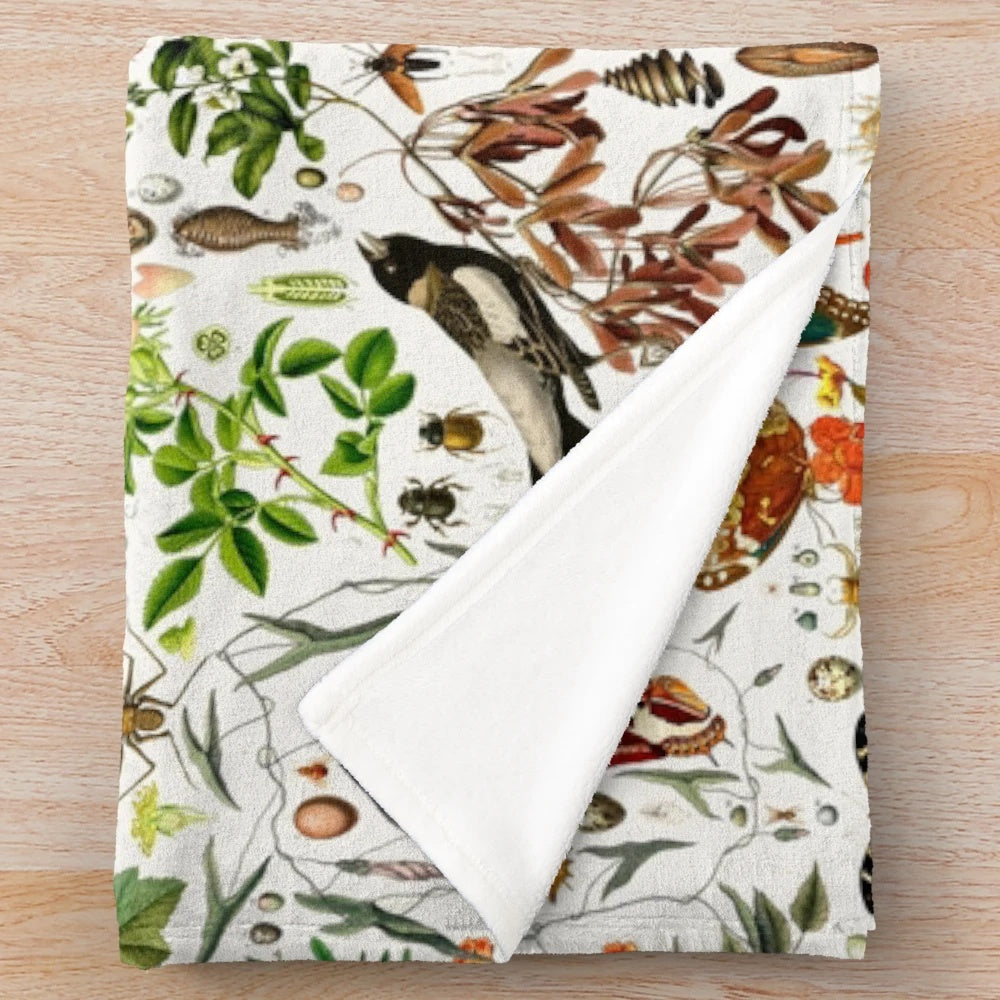 Biology 101 Plush Blanket with detailed nature and flora and fauna patterns
