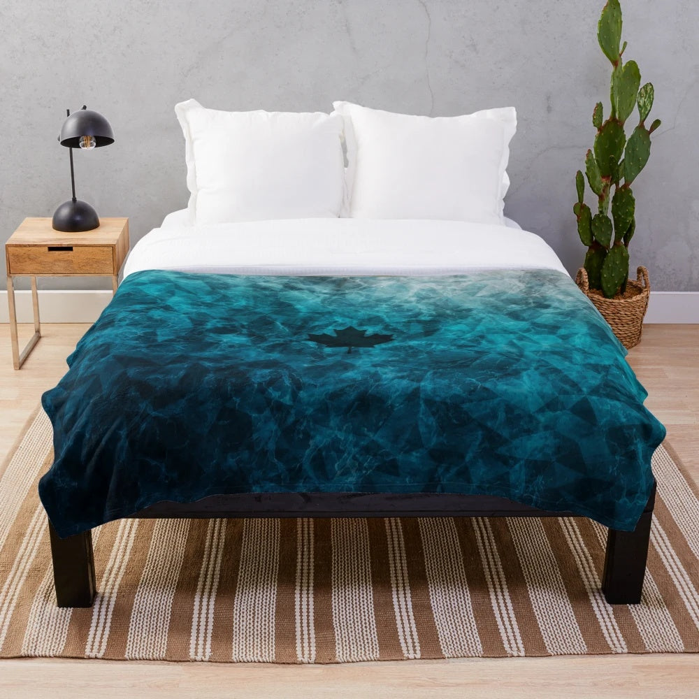 Black ice plush blanket with icy pattern