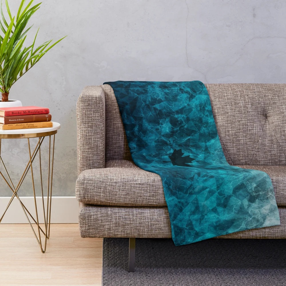 Black ice plush blanket with icy pattern