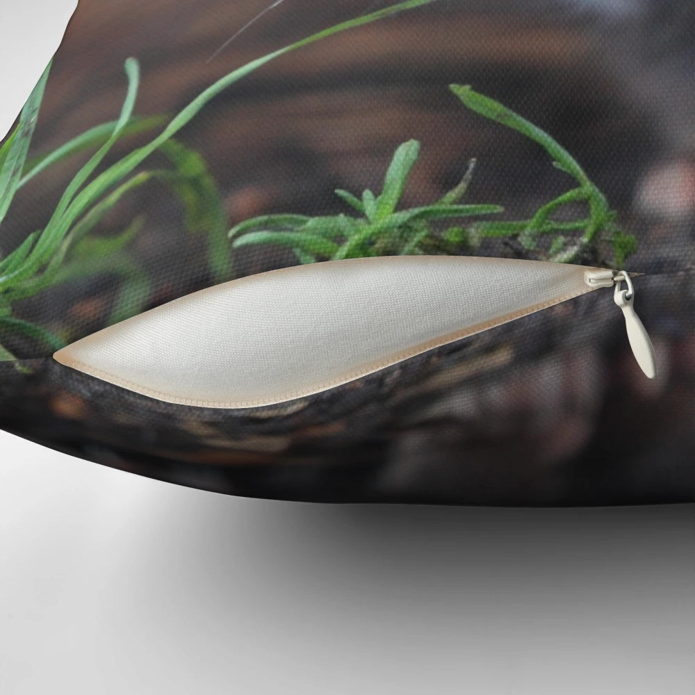 Black and white image of an eastern quoll, a small carnivorous marsupial native to Australia, featured on a decorative throw pillow.