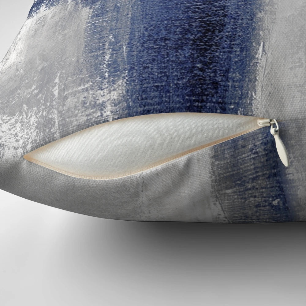 Soft, modern blue abstract art pillow for the bedroom
