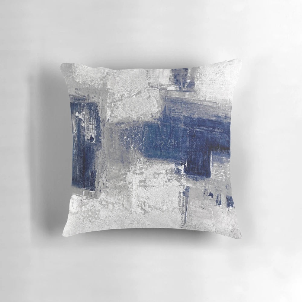 Soft and stylish blue and gray abstract art pillow