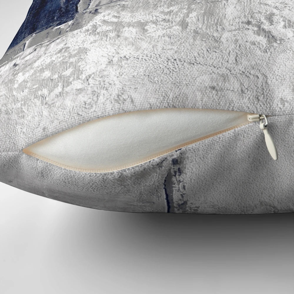 Soft and stylish blue and gray abstract art pillow