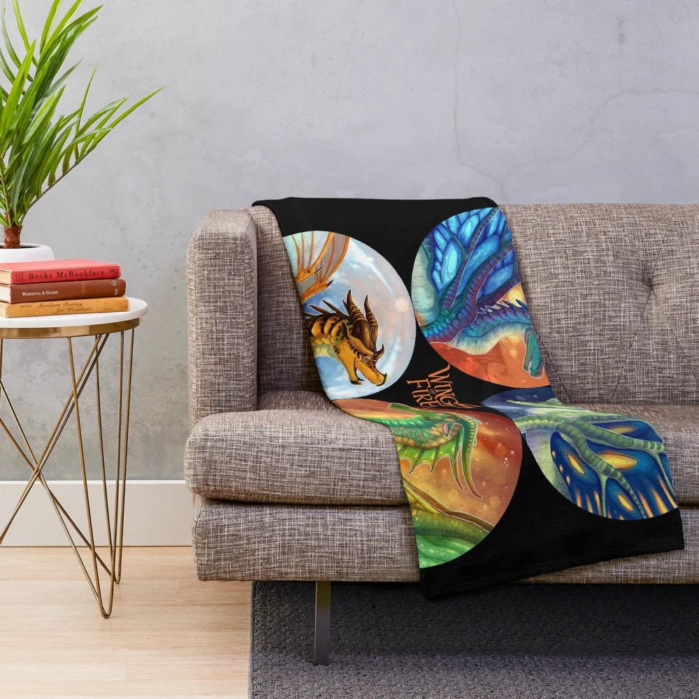 A plush blue dragon themed blanket for Wings of Fire fans