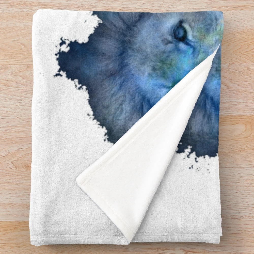 Soft and plush blue lion blanket