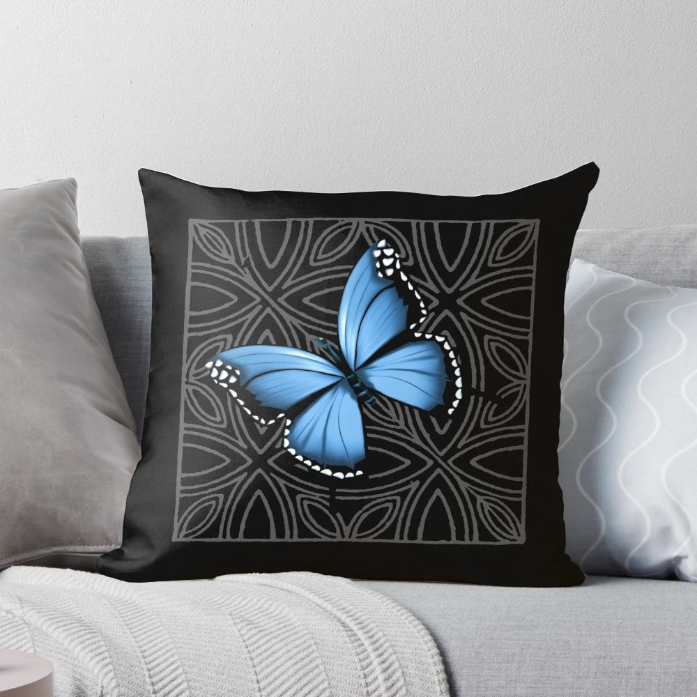 Blue Morpho Butterfly Decorative Throw Pillow for Home Decor