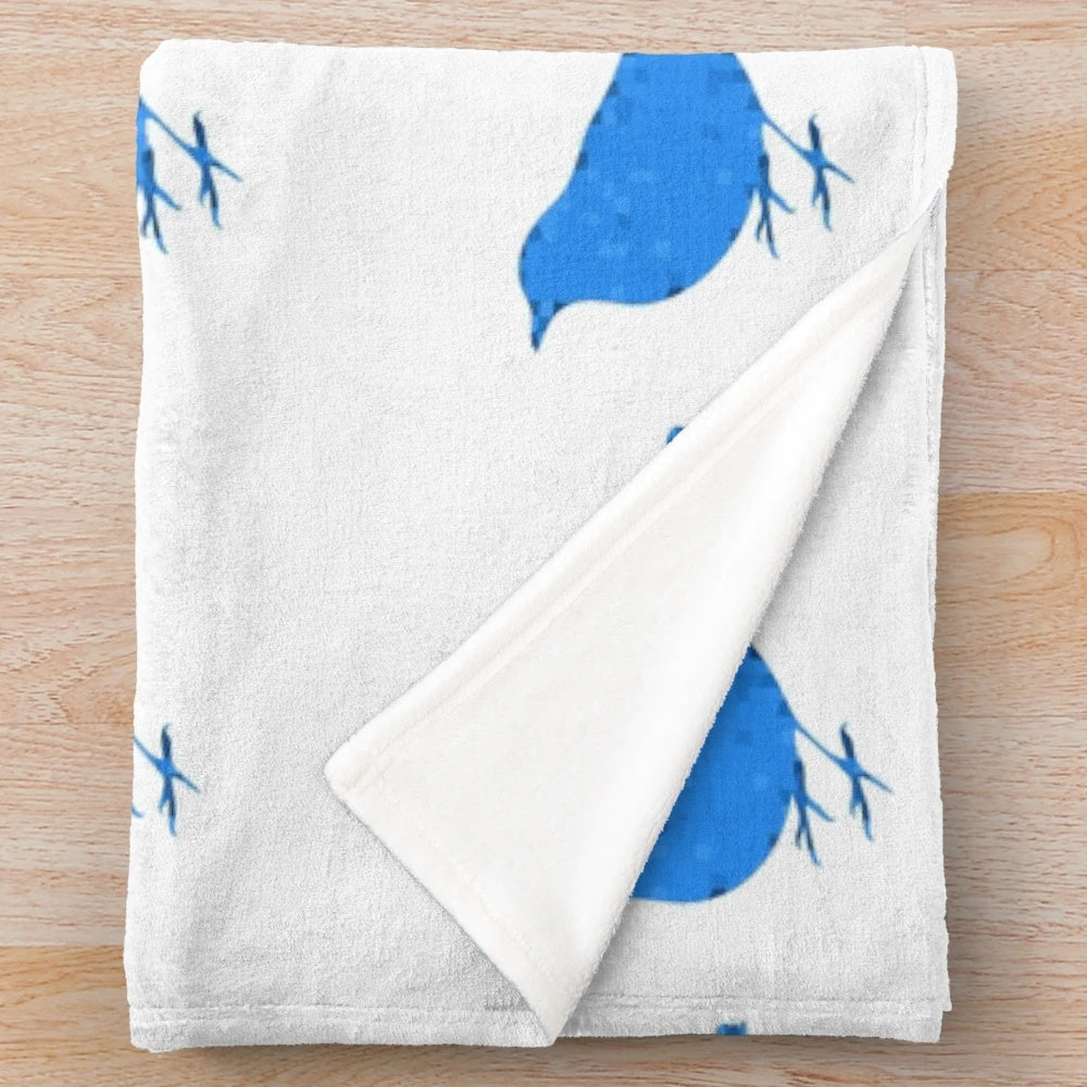 Bluebird plush blanket with colorful abstract animal art design