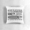 BONE!" pillow with bold typography featuring Captain Raymond Holt from the popular TV show Brooklyn Nine-Nine