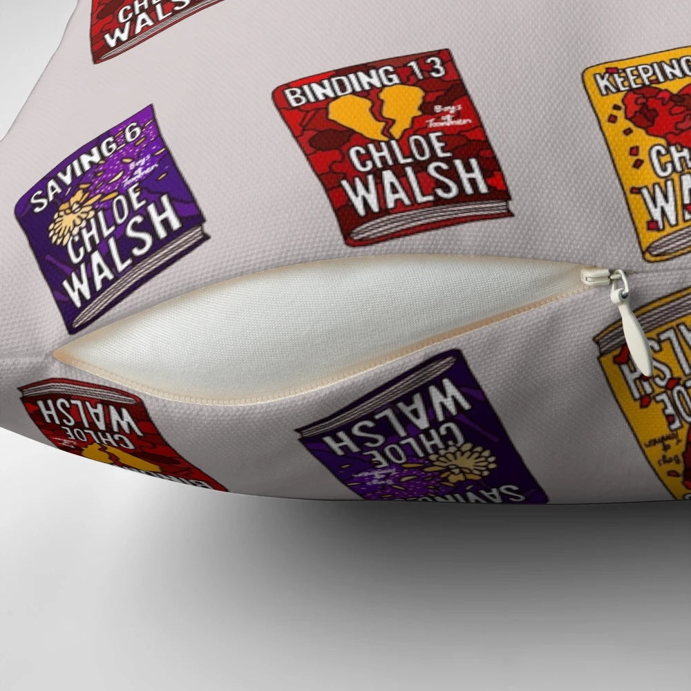 Pillow featuring the book covers of the Boys of Tommen fantasy series by author Chloe Walsh