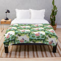 Butterfly and lotus pattern plush blanket