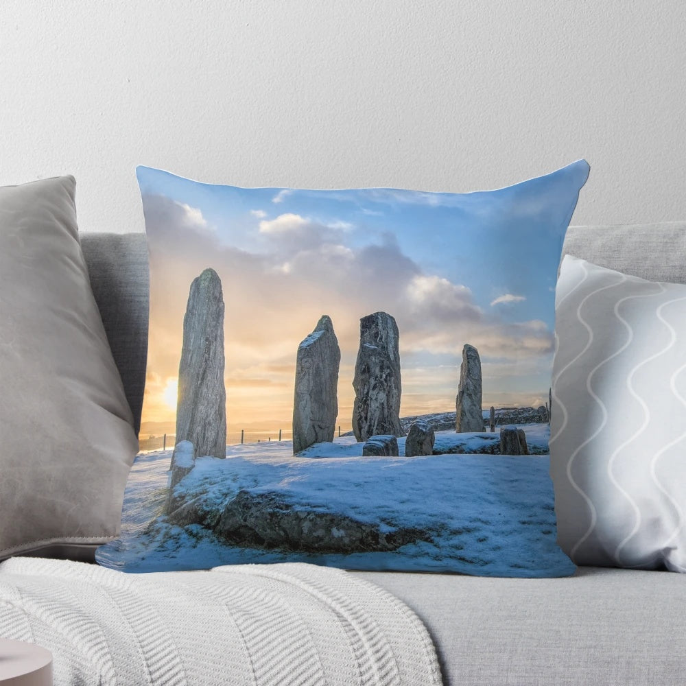 Pillow featuring a stunning sunrise over the ancient Callanish Standing Stones in the Outer Hebrides, Scotland