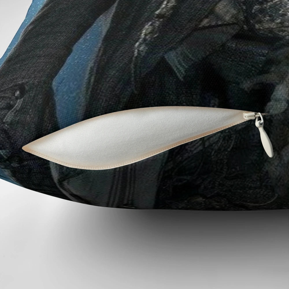 Decorative pillow featuring the iconic character Captain Jack Sparrow from the Pirates of the Caribbean franchise.