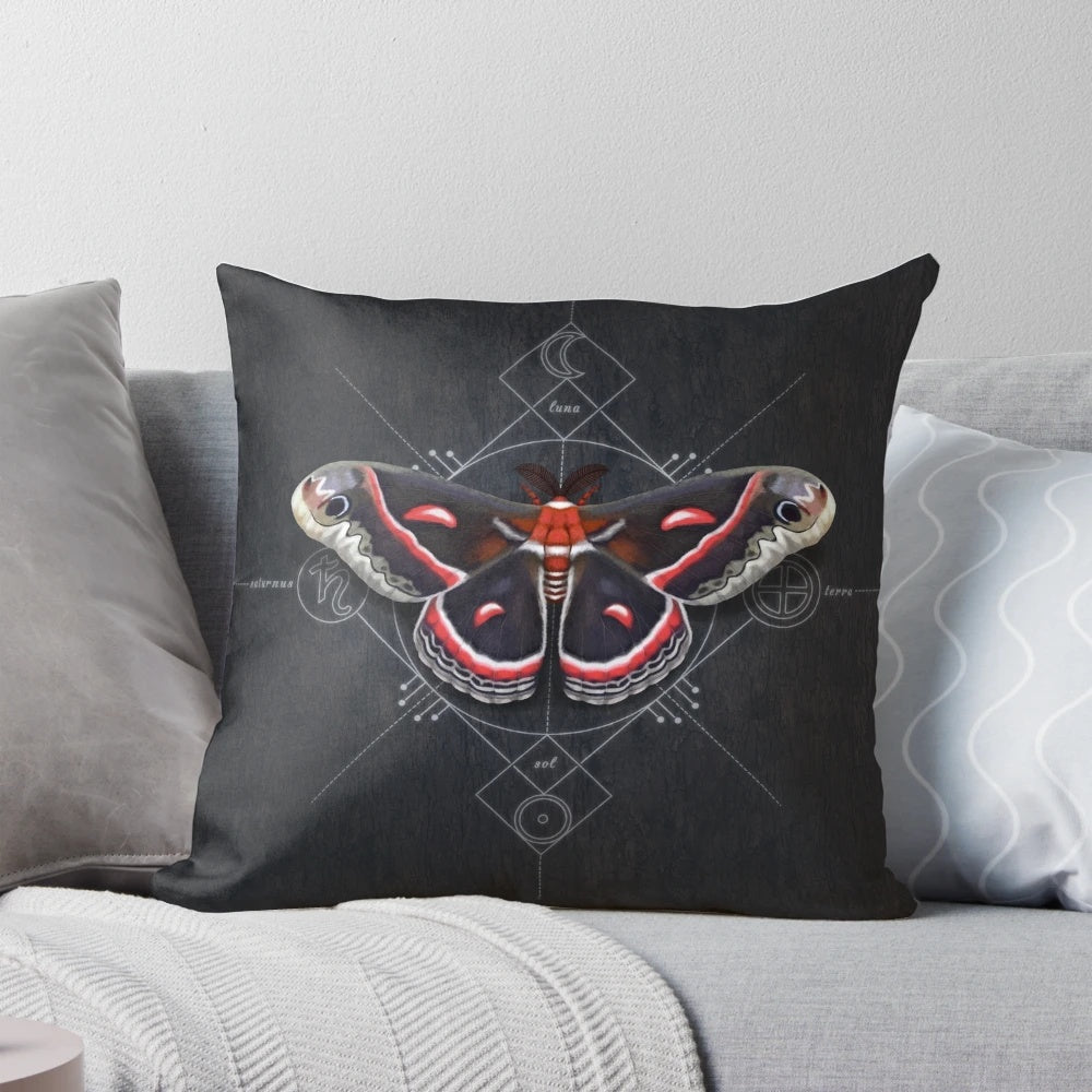 Vibrant Cecropia Moth Pillow featuring the stunning giant silk moth design