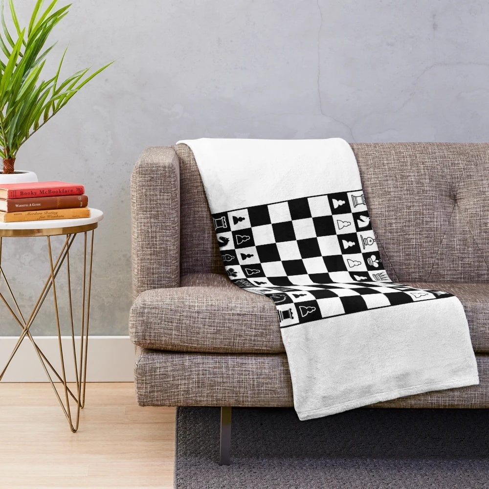 Chess themed plush blanket