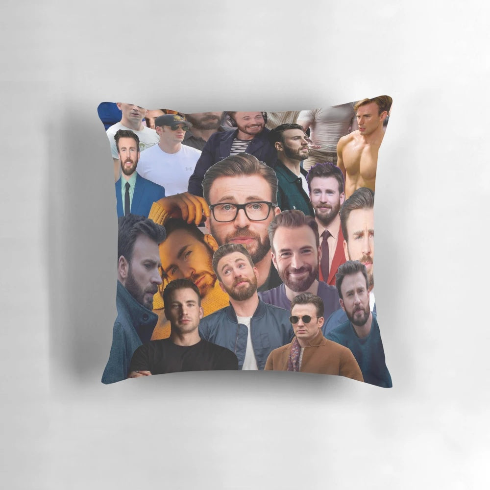 Stylish Chris Evans photo collage pillow