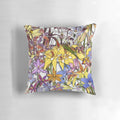 Decorative throw pillow featuring a collage of vibrant Western Australian native orchids, including the Queen of Sheba, Donkey, and Blue China varieties.