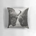 A monochrome pillow with a striking image of a bison, perfect for nature-inspired home decor.