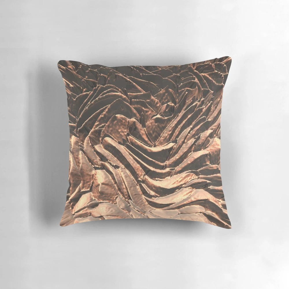 Close-up image of a captivating abstract copper art piece with a chaotic, metallic appearance