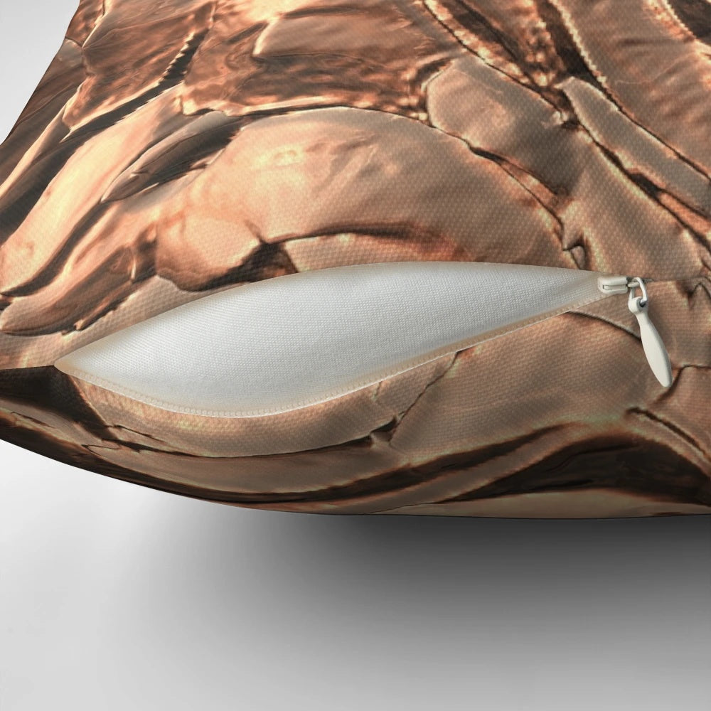 Close-up image of a captivating abstract copper art piece with a chaotic, metallic appearance