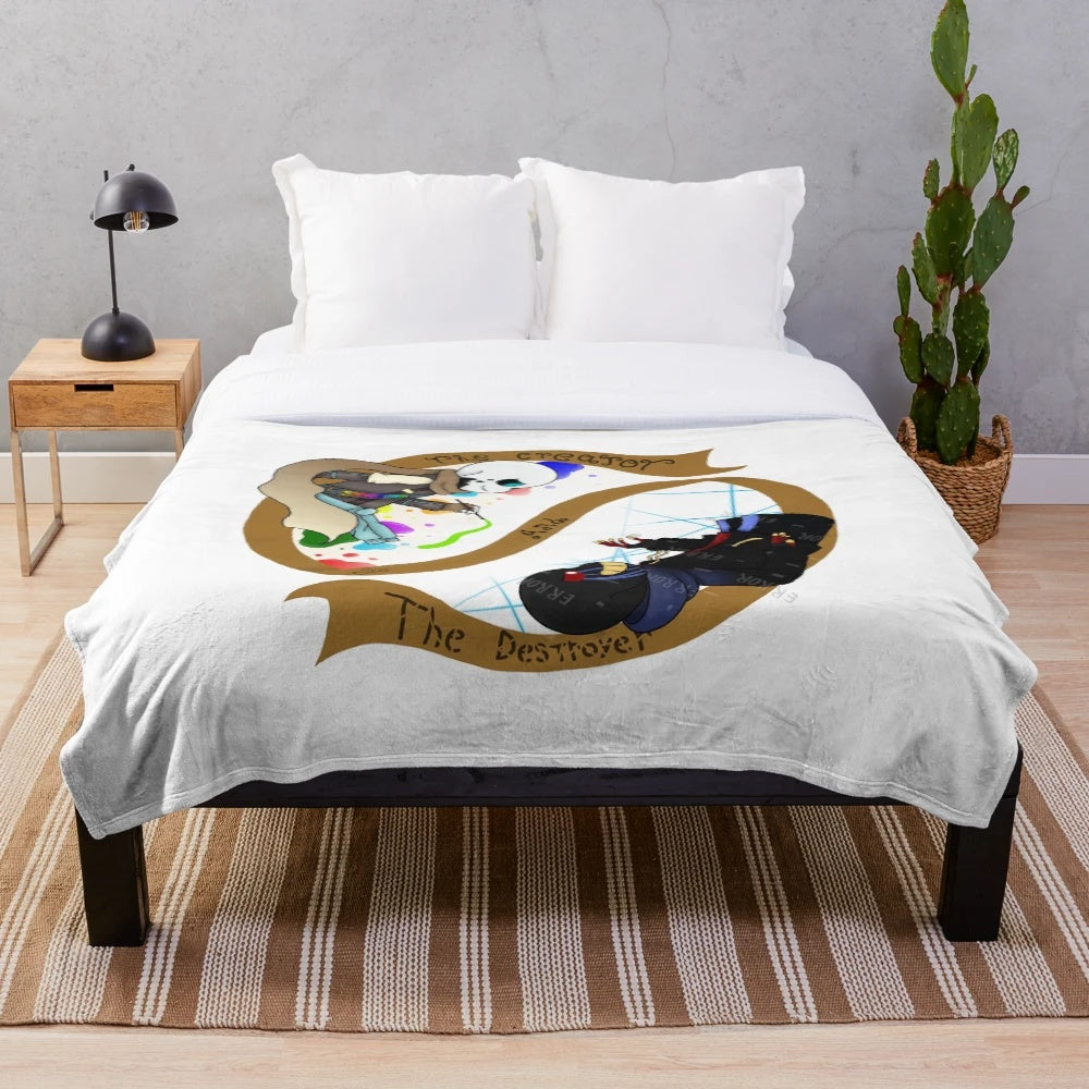 Plush blanket featuring digital art of the Creator and Destroyer from Undertale AU
