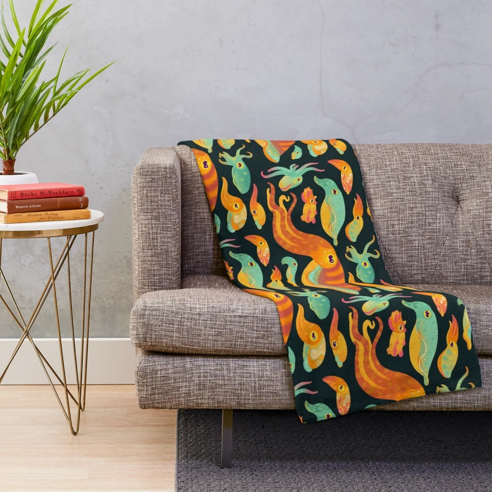 Cuttlefish plush blanket with vibrant ocean-themed design
