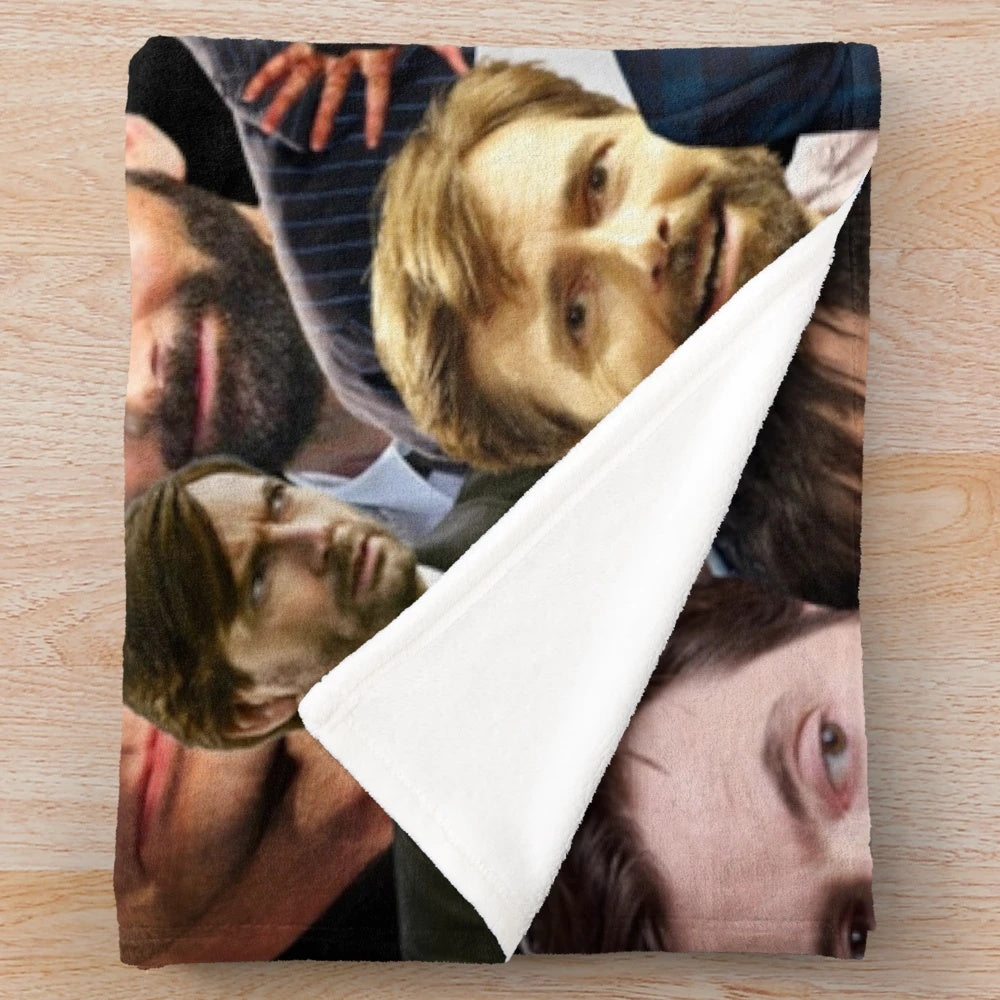 Plush blanket featuring a collage of images of the renowned British actor David Tennant
