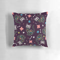 Vibrant dia de los gatos pillow featuring sugar skull and floral design