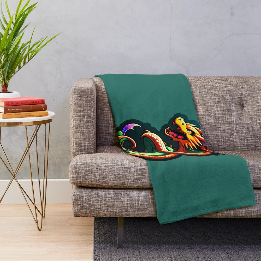 Plush blanket featuring a captivating anime-style illustration of a legendary dragon