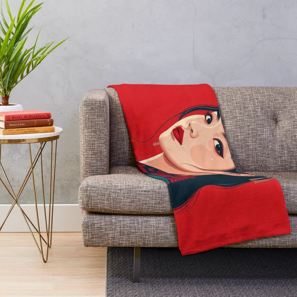 Stylized dragon portrait on a cozy plush blanket