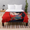 Stylized dragon portrait plush blanket with a bold, fiery design