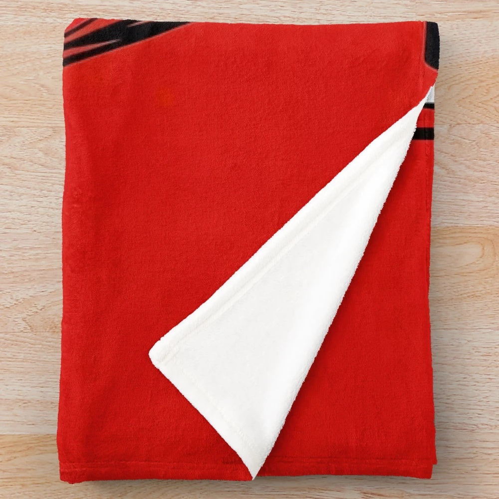 Stylized dragon portrait plush blanket with a bold, fiery design